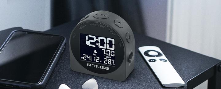 Image du produit Muse Horloge de table M-09C Horloge de table numérique Ronde Grise