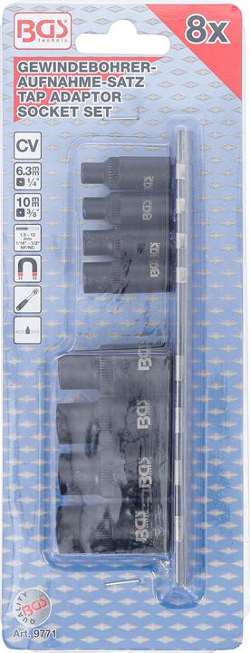 Produktbild BGS Gewindebohrer-Aufnahme-Satz 6,3 mm (1/4") / 10 mm (3/8") 8-tlg.