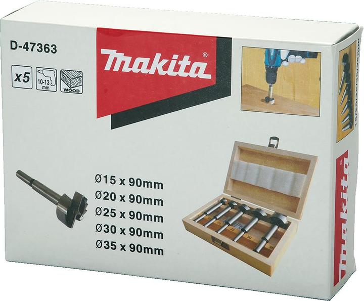 Actual product image Makita Forstner bit set (15 millimetres, 25 millimetres, 30 millimetres, 35 millimetres, 20 mm)