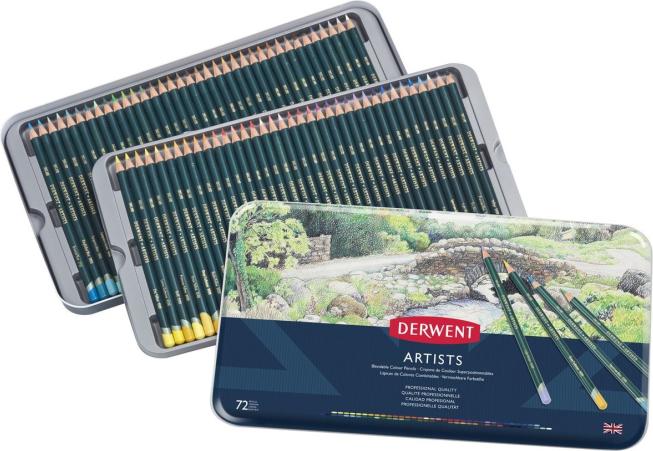 Actual product image Derwent Pencil Artists med 72 pcs. ass. farver i metalaeske (72 x)
