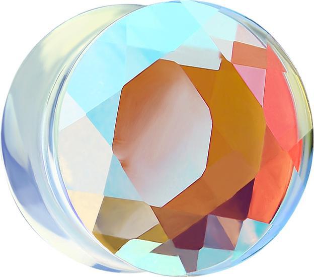 Produktbild Star Piercing Flared Plug facettiert irisierend aus Glas (ohne Messing, Glas)