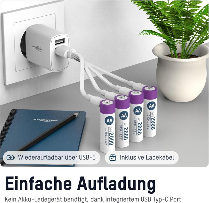 Produktbild Ansmann Li-Ion Premium Accu (4 Stk., AA, 1800 mAh)