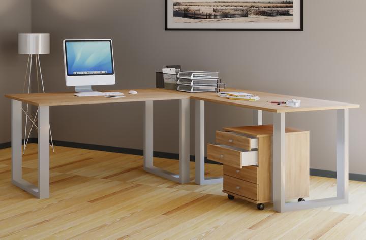 Immagine prodotto VCM Scrivania angolare Lona Profondità 80 cm U Alu Argento (220 x 80 x 76 cm)
