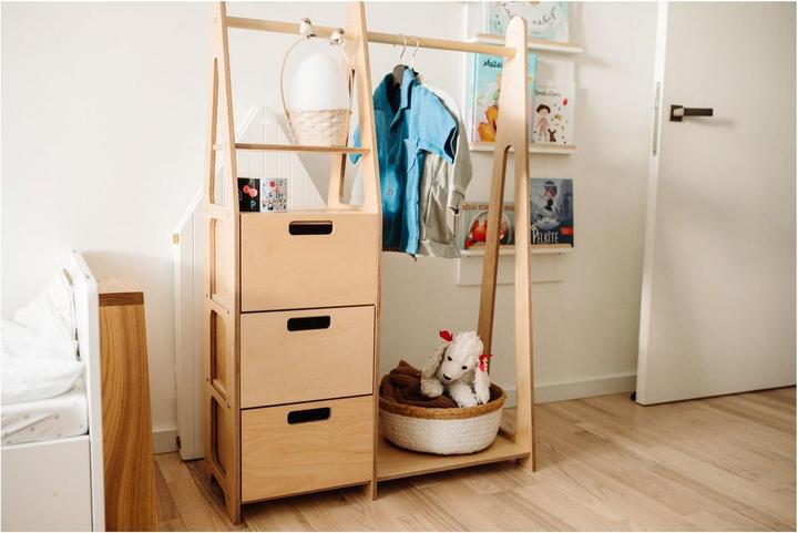 Image du produit Duck Woodworks Porte-manteau pour enfants avec tiroirs