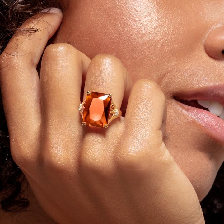 Image du produit Thomas Sabo Bague pierre orange grande avec étoile (54, Argent 925)