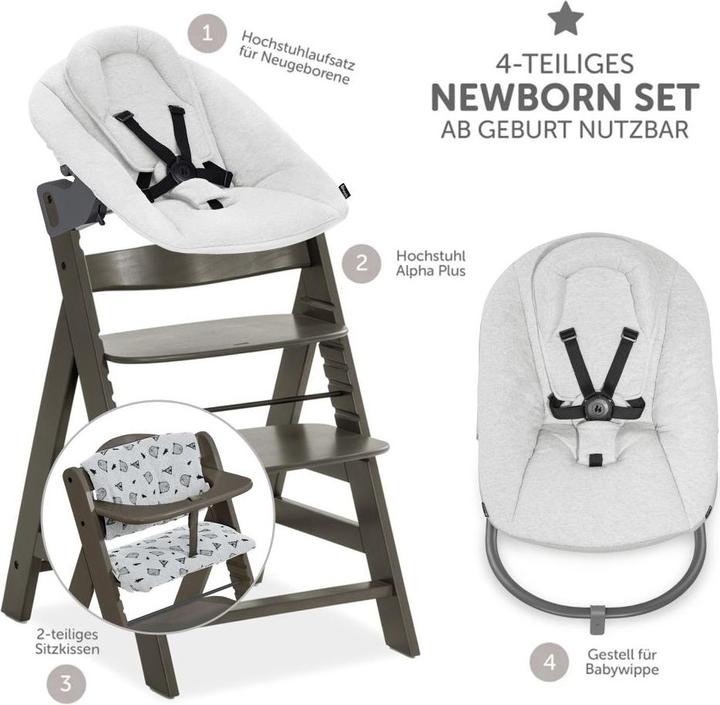 Produktbild Hauck Hochstühle Alpha Plus Select Charcoal 4-tlg. Newbornset Light (Hochstuhl)