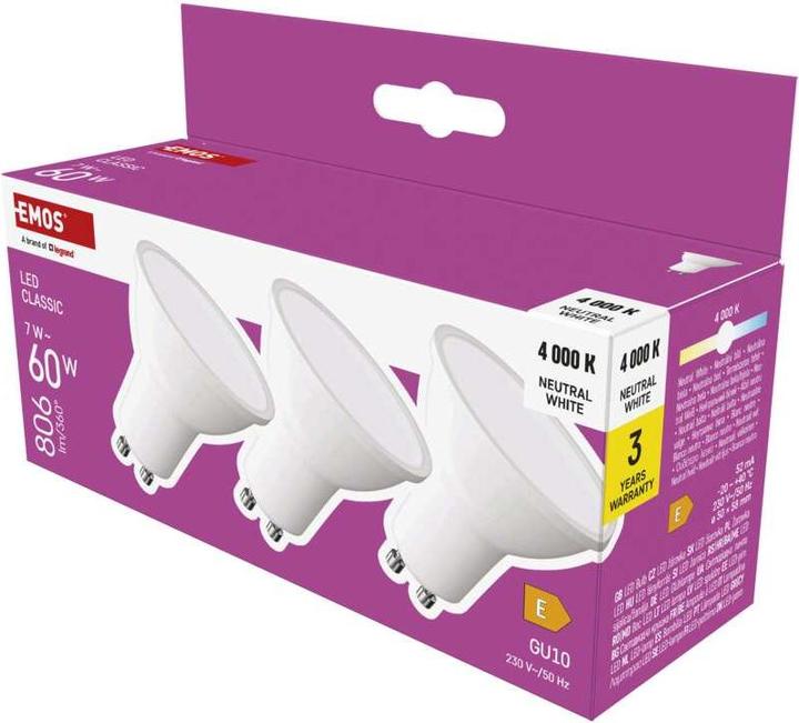 Actual product image Emos Classic (GU10, 7 W, 806 lm, 3 x, E)