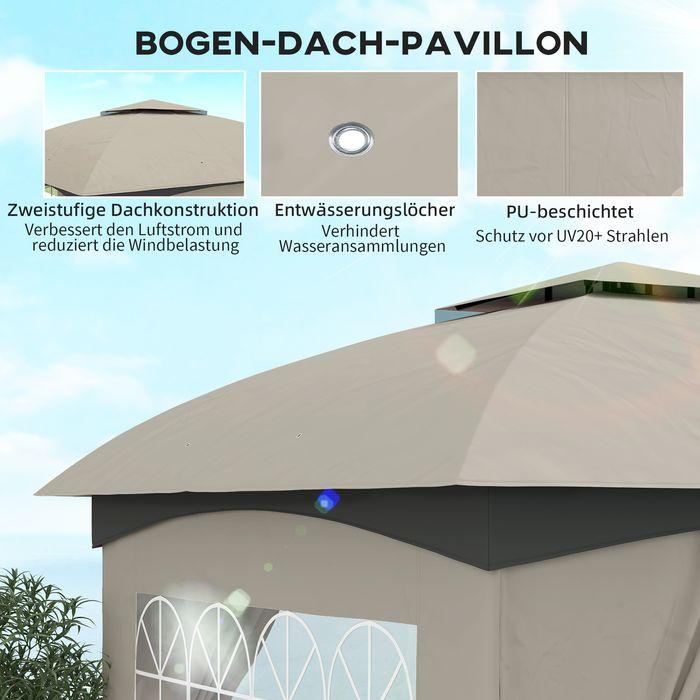 Immagine prodotto Swisshandel24 Pavillon ca. 3,4x3,4 m wasserabweisend, verzinkter Metallrahmen, Hellgrau (340 cm, 340 cm)