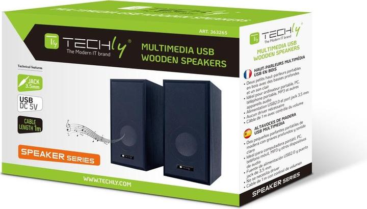 Actual product image Techly Wooden Speaker Set for Notebook