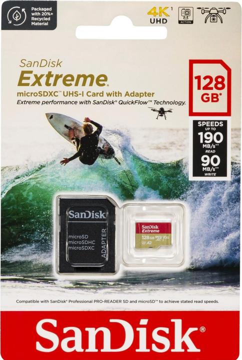 Image du produit SanDisk Extreme (128 Go, microSDXC, U3, UHS-I)