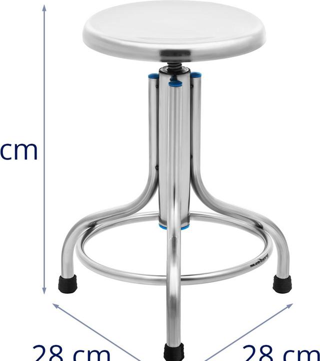 Produktbild Steinberg Drehhocker Praxishocker Laborhocker höhenverstellbar Edelstahl 45 - 60 cm 150 kg