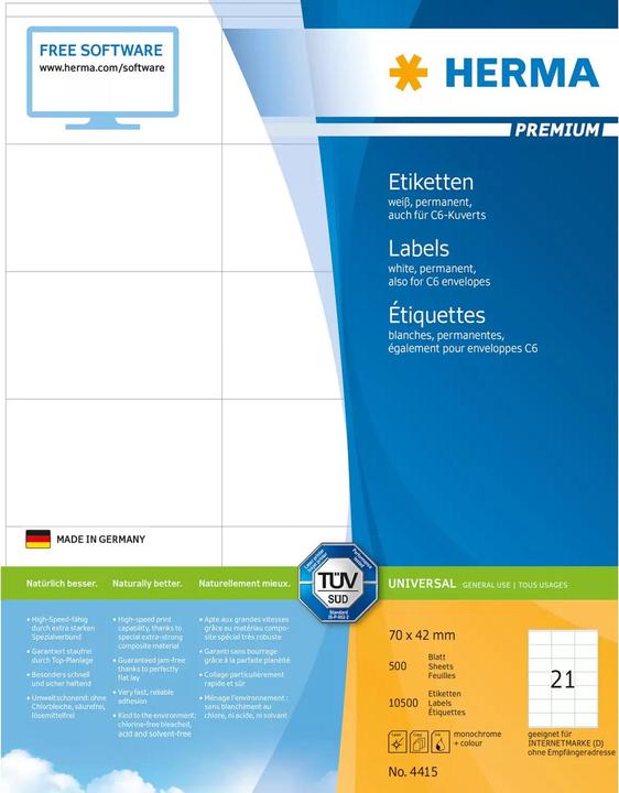 Actual product image HERMA Universal labels A4