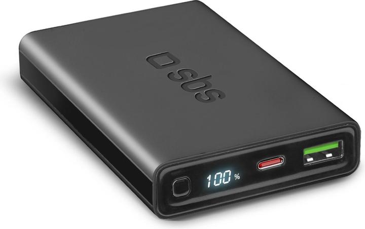 Produktbild SBS Powerbank 10.000 mAh Power Delivery 20W mit LCD-Display schwarz (10000 mAh, 20 W, 38.50 Wh)
