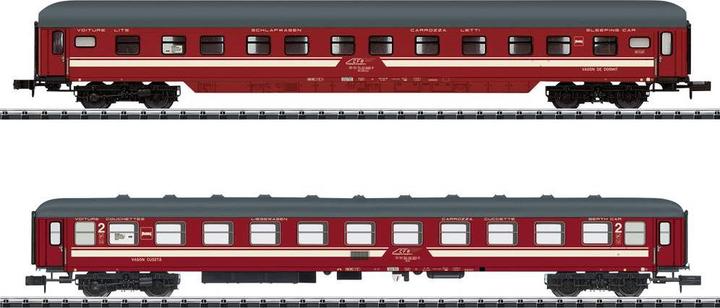 Actual product image MiniTrix Passenger coach set of 2 EC Venezia part 3 of MÁV-START (Track N)
