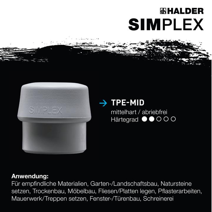 Produktbild Halder Schlageinsatz für SIMPLEX -Schonhammer,d.40,TPE-mid