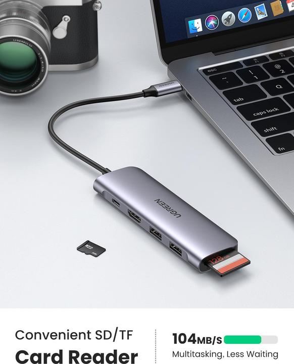 Actual product image Ugreen USB-C Hub 6in1 (USB-C, 6 Ports)