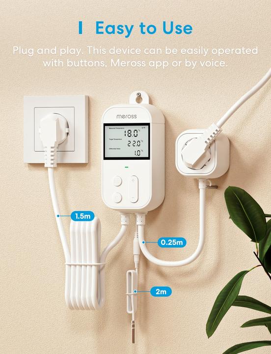 Actual product image Meross SMART HOME WI-FI THERMOSTAT/HEAT.&COOLING MTS200BHK