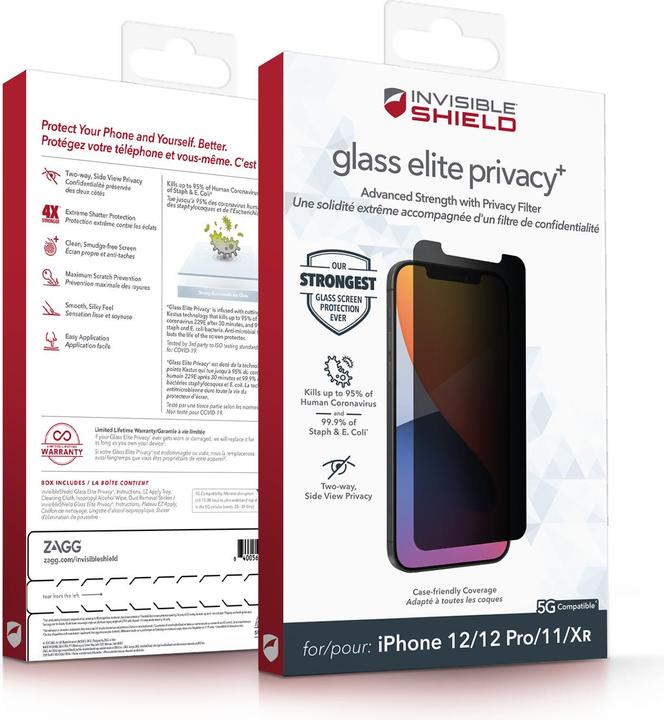 Produktbild Zagg InvisibleShield Glass Elite Privacy+ Apple (e) (1 Stück, Realme 12 Pro+, Apple iPhone 12)