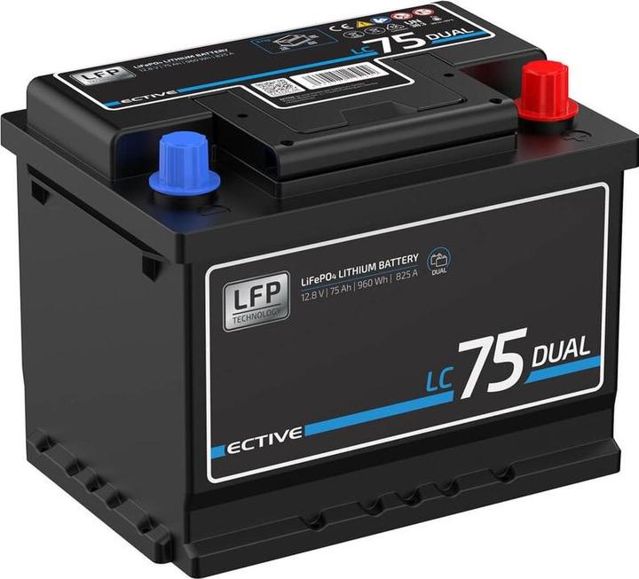 Produktbild Ective LC 75 Dual LFP | Starter- und Versorgungsbatterie (12 V, 75 Ah, 825 A)