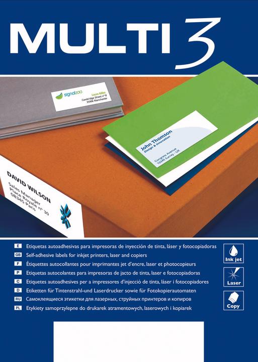 Multi Universal labels, 97x67,7mm, rectangular, white 100 sheets.