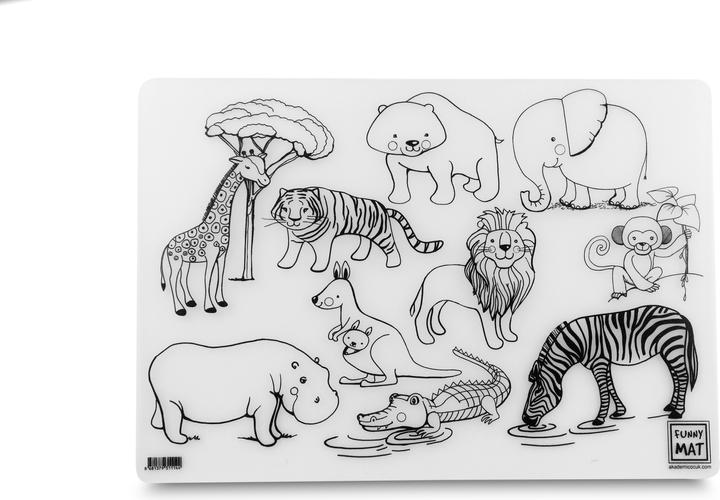 Produktbild Funny Mat Set wiederverwendbare Malvorlagen Haustiere und Wildtiere, 2-er set (23 x 48 cm)