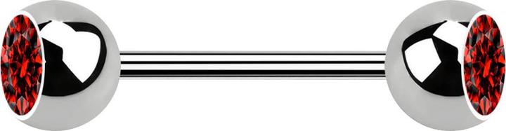 Produktbild Star Piercing Micro Barbell silber mit zwei Kugeln Kristall rot (ohne Messing, Titan G23)