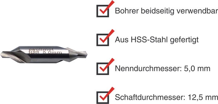 Immagine prodotto Paulimot Zentrierbohrer 5,0 mm HSS (5,0 millimetri)