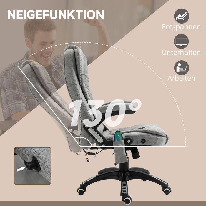 Image du produit Swisshandel24 Chaise de bureau avec fonction massage et chaleur, ergonomique, 6 points de massage, gris