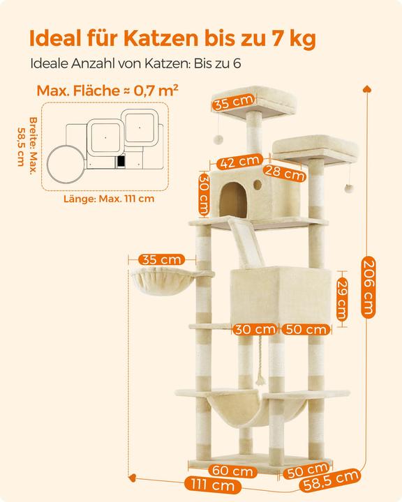 Produktbild Feandrea Cat Spa (206 cm, Beige)
