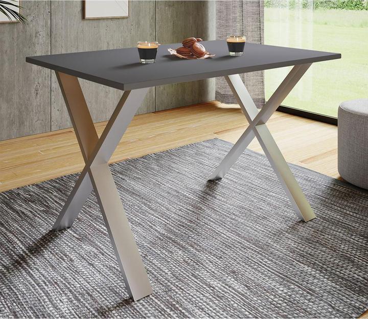 Actual product image Ebuy24 Dining table XonaX silver coloured (80 x 80 x 76 cm)