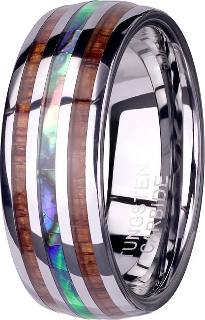 Actual product image Star Piercing Ring silver with wood and abalone stripes (60)