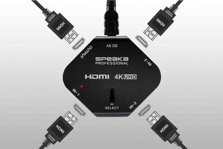 Produktbild SpeaKa Professional SP-HDS-100 3-auf-1 HDMI-Umschalter 4K HDR