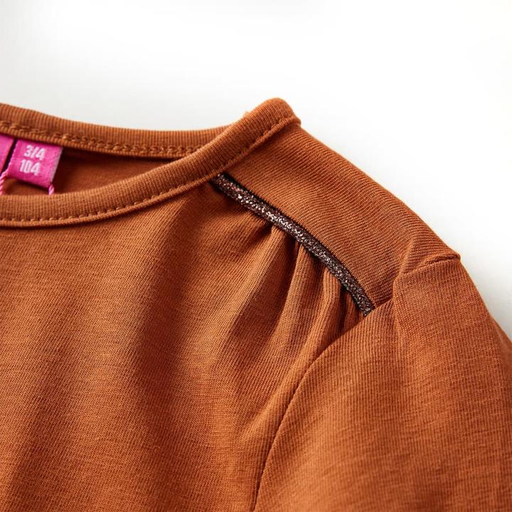Produktbild VidaXL Kinder-Langarmshirt Cognac 128,Material: 95 % Baumwolle. 5 (128)