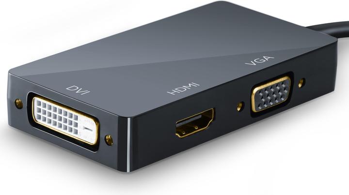Produktbild CSL 3in1 Mini DisplayPort zu HDMI, DVI, VGA Adapter Konverter, miniDP 1.2 4k 3840x2160 UHD 2160p, 0,15m (HDMI, DVI, VGA, 16 cm)