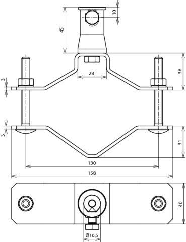 Actual product image Dehn RS D70.90 BB16 V2A ZG pipe clamp D 70-90mm NIRO w. Bushing ZG D 16mm f. DEH
