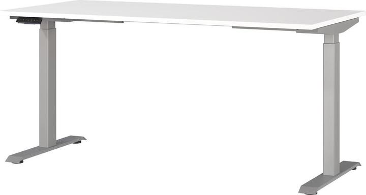 Produktbild Germania JET höhenverstellbarer Schreibtisch weiss rechteckig, T-Fuss-Gestell silber 160,0 x 80,0 cm (160 x 72 cm)