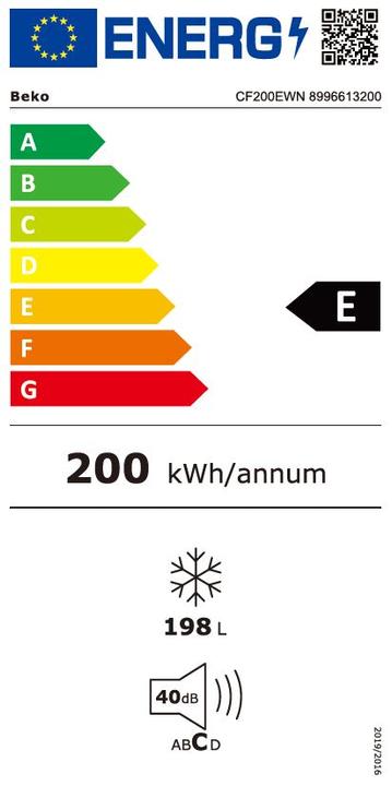 Etichetta energetica Beko CF200EWN (Struttura autonoma, 198 l)