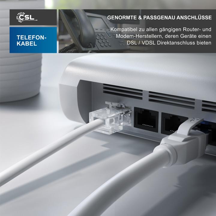 Image du produit CSL Câble internet, câble routeur, câble téléphonique, fiche TAE-F vers fiche RJ45, routeur vers prise