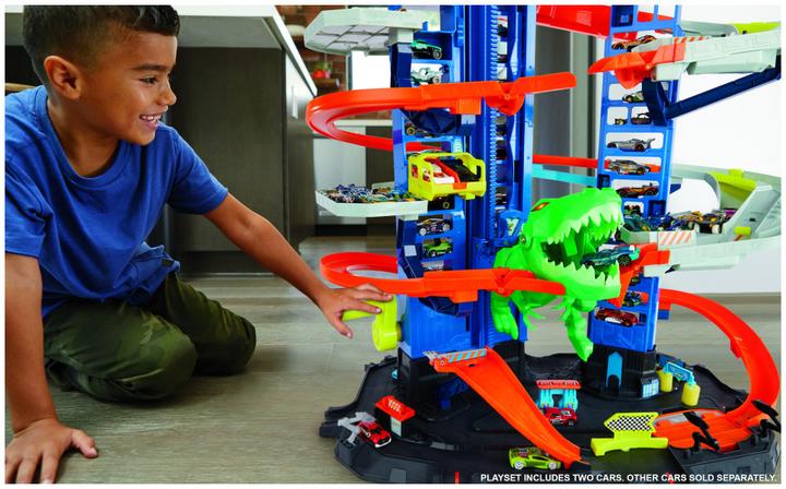 Immagine prodotto Hot Wheels Parcheggio della City Megacity con attacco di T-Rex