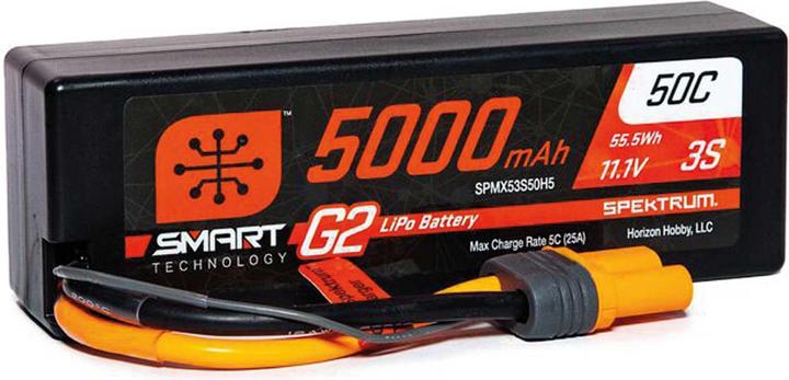 Produktbild Spektrum 5000mAh 3S 11.1V Smart G2 LiPo 50C Hard Case IC5 (11.10 V, 5000 mAh)