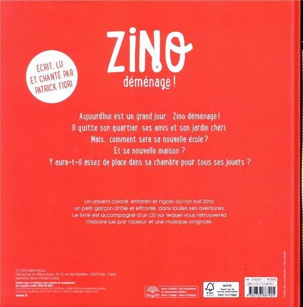 Image du produit Auzou France Zino déménage + 1 CD audio (Français, Fiori Patrick, Tisseron Yann, 2020)