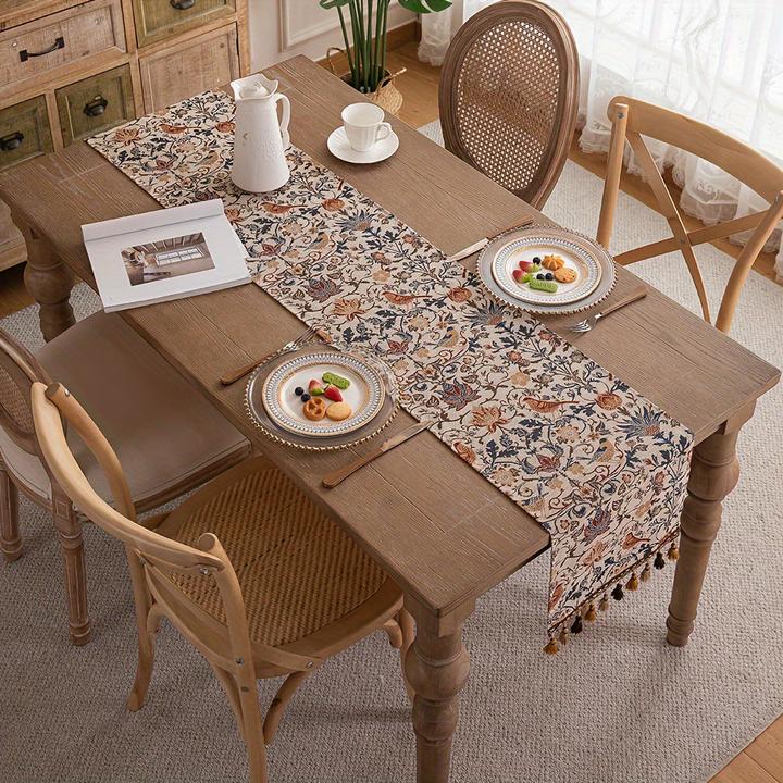 Immagine prodotto Alopini Bandiera da tavolo con fiocco in jacquard con motivo floreale ed erba, stile pastorale e retro