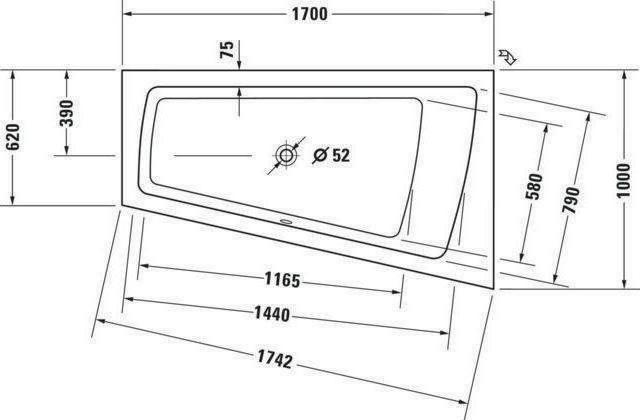 Produktbild Duravit Raumsparbadewanne Paiova 100 x 170 cm wei glatt 700213000000000 (180 l, 170 cm, 100 cm)