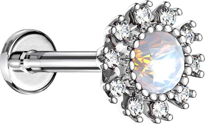 Immagine prodotto Star Piercing Micro Labret filo interno argento doppio cristallo pavé argento (Ottone, Acciaio chirurgico 316L)