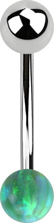 Produktbild Star Piercing Micro Banane silber mit Kugel und Kugel Opal grün (ohne Messing, Chirurgenstahl 316L)
