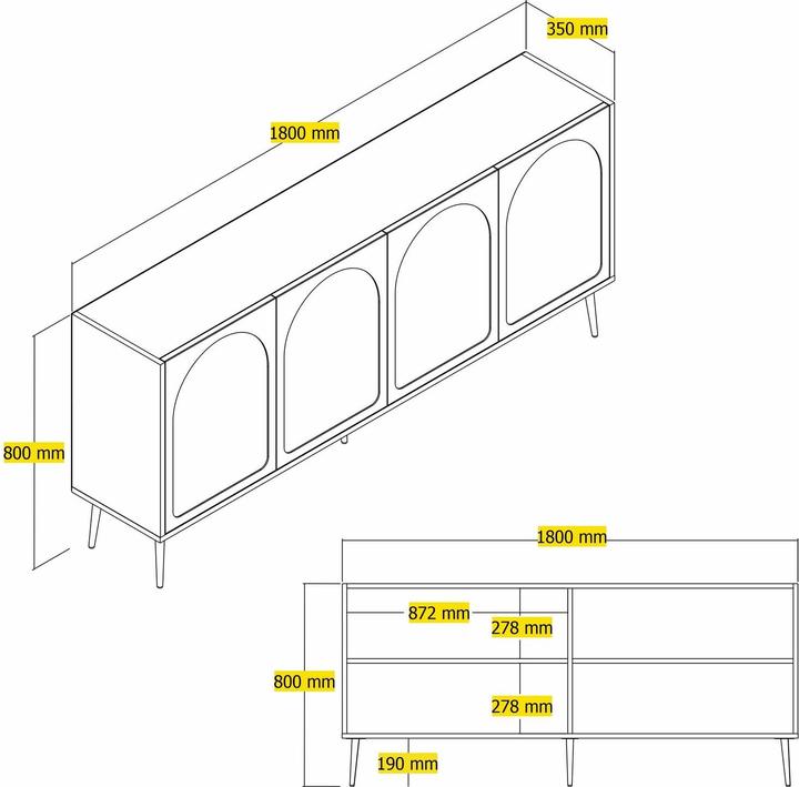 Image du produit Hanah Home Lyon (180 x 80 x 35 cm)