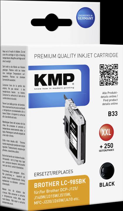 Image du produit KMP B33 Cartouche d'encre compatible avec Brother LC-985 BK (CF)