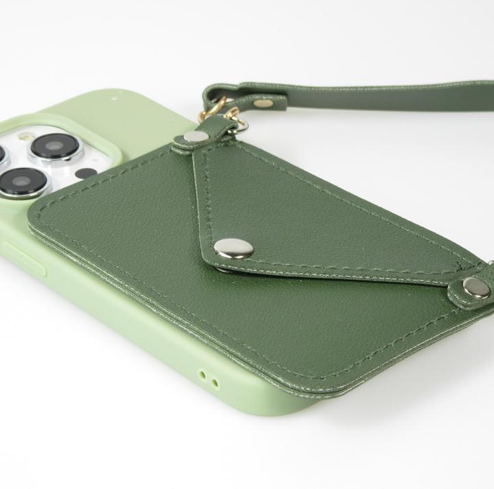 Immagine prodotto PhoneLook Cover in silicone morbido al tatto con tasca in pelle per carte o soldi e cordino integrato (Apple iPhone 14 Pro Max)