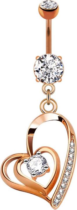 Immagine prodotto Star Piercing Banana in oro rosa con ciondolo cuore ritorto in cristallo argento (Ottone, Acciaio chirurgico 316L)