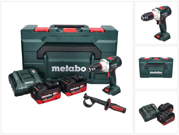 Metabo BS 18 LTX BL I Akku Bohrschrauber 18 V 130 Nm ( 602358660 ) + 2x Akku 5,5 Ah + Ladegerät + me